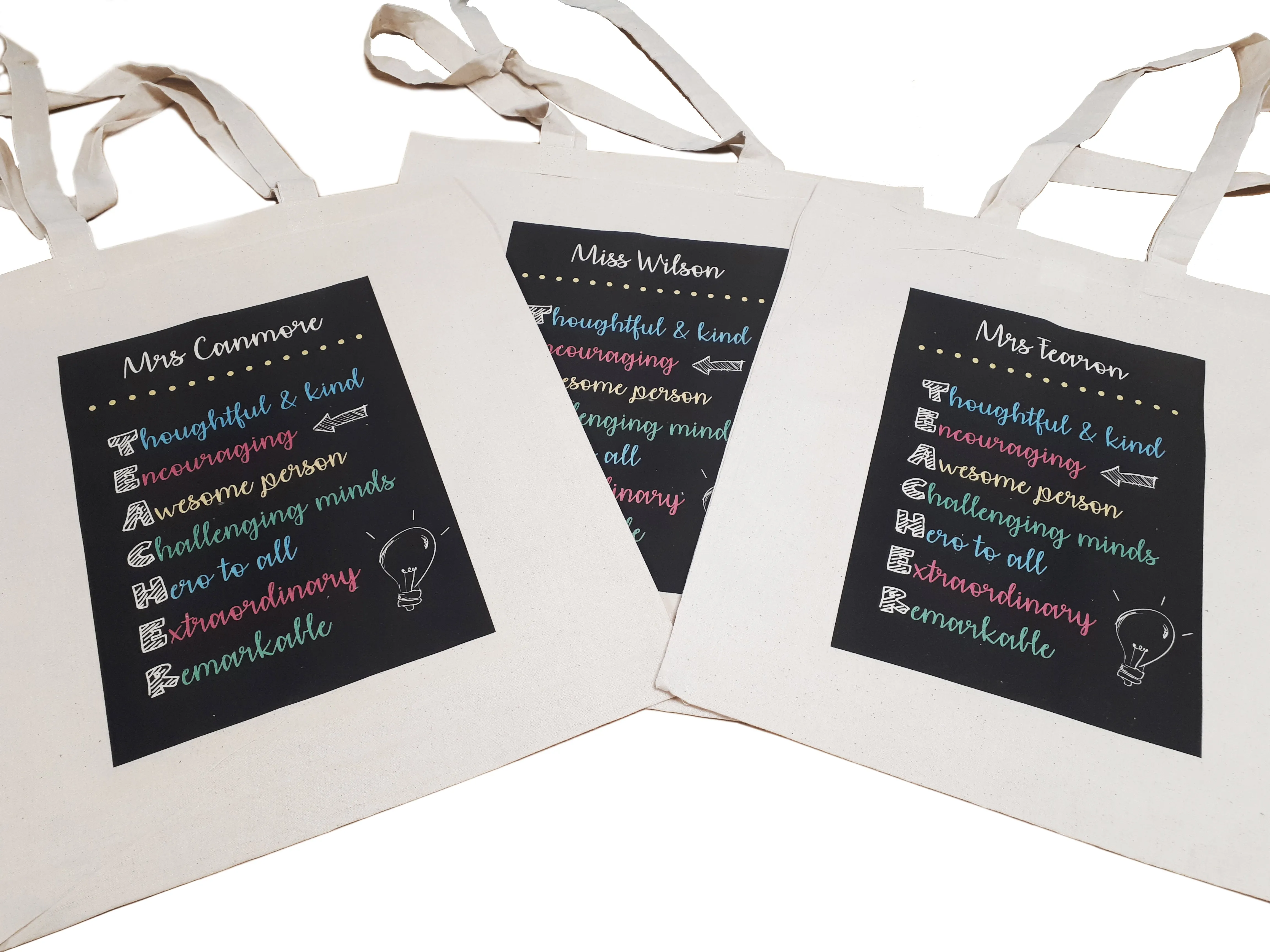 Personalised Teacher tote bags