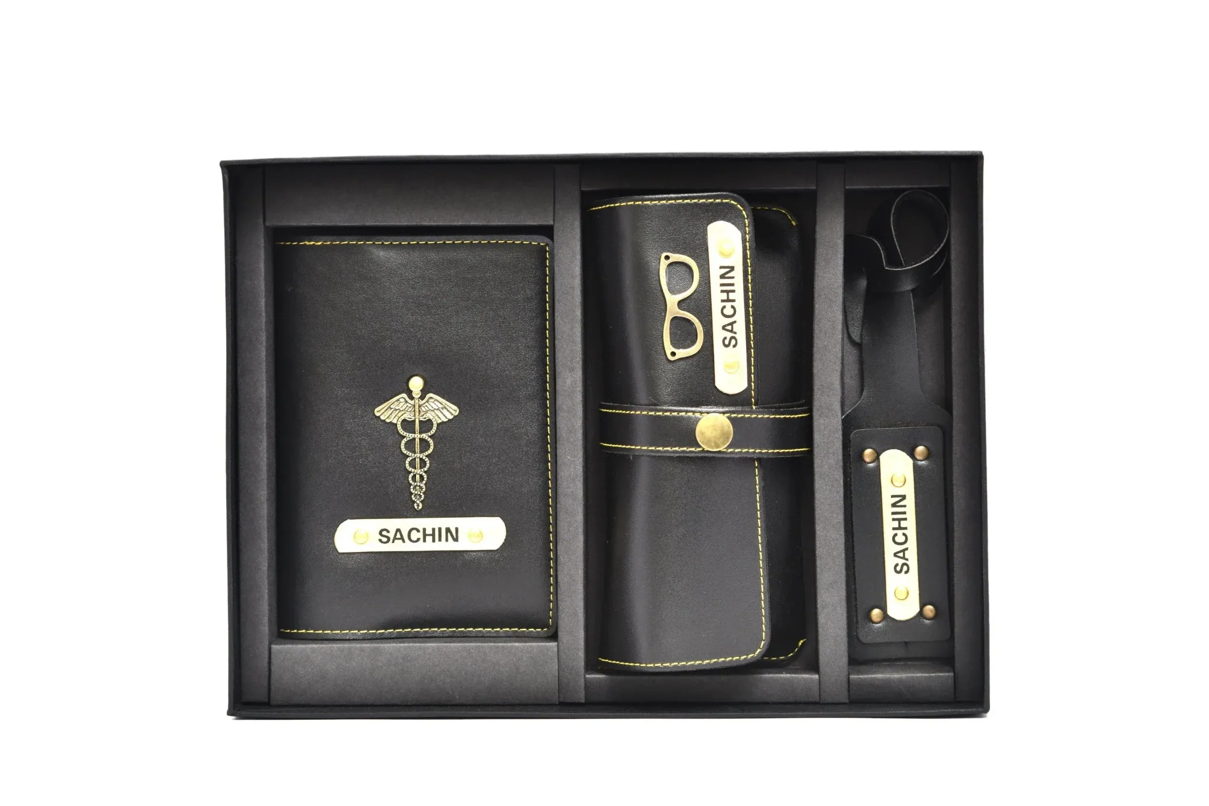 Personalized Frequent Traveller Combo (3 pcs) - Brown