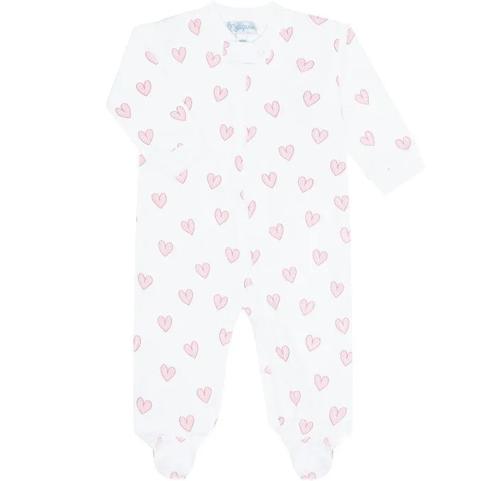 Pink Heart Zipper Footie