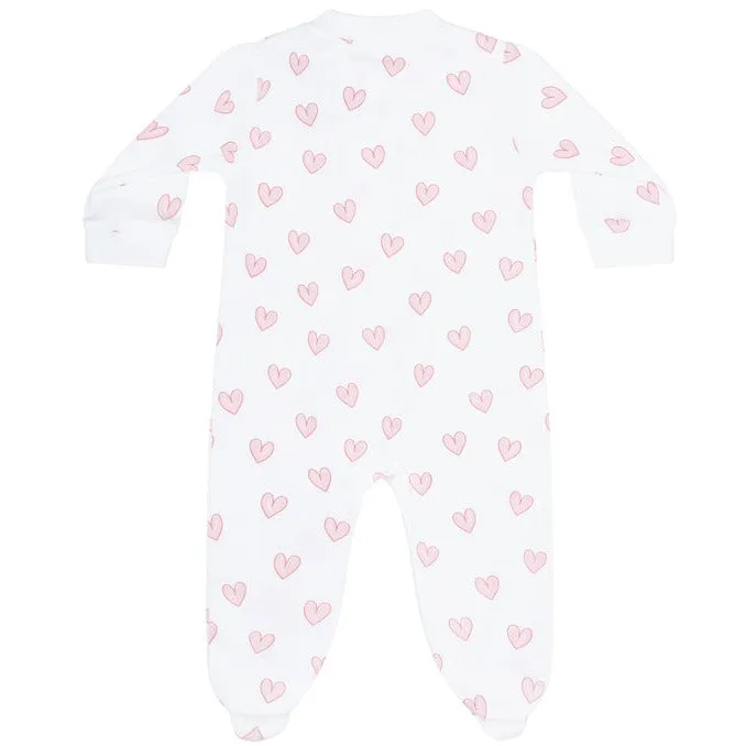 Pink Heart Zipper Footie