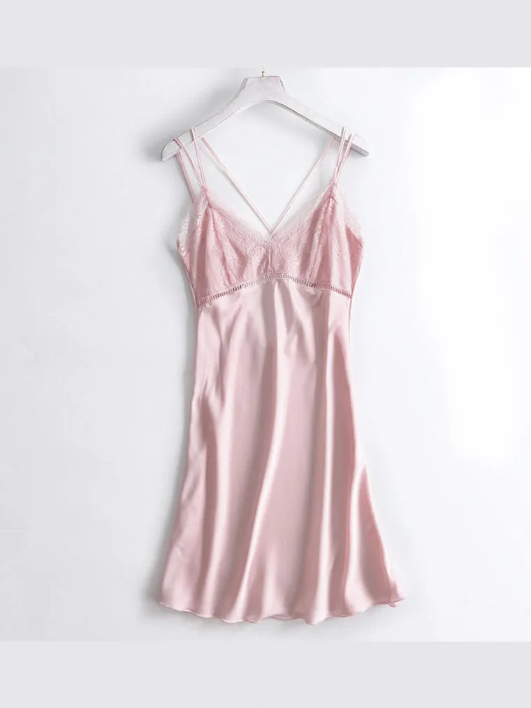 Pink Silky Lace-Trim Slip