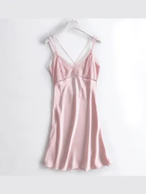 Pink Silky Lace-Trim Slip