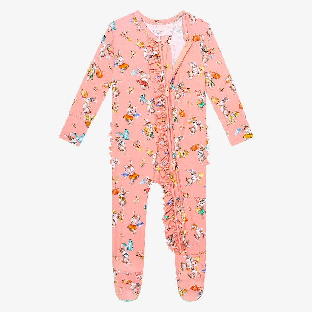 Posh Peanut Betty Ruffled Zippered Footie
