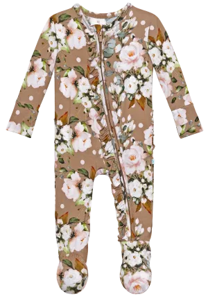 Posh Peanut Leona Ruffled Zippered Footie
