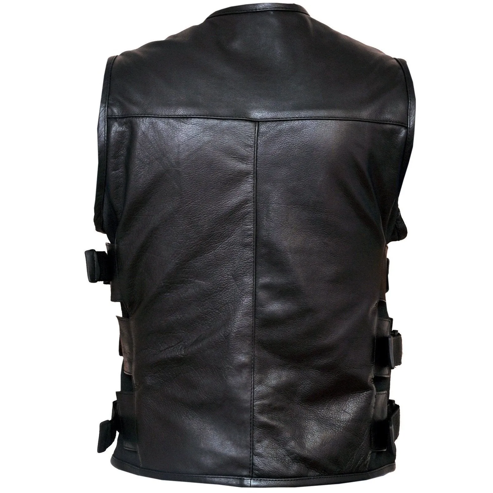 Premium Cowhide SWAT Leather Motorcycle Vest Adjustable Fit