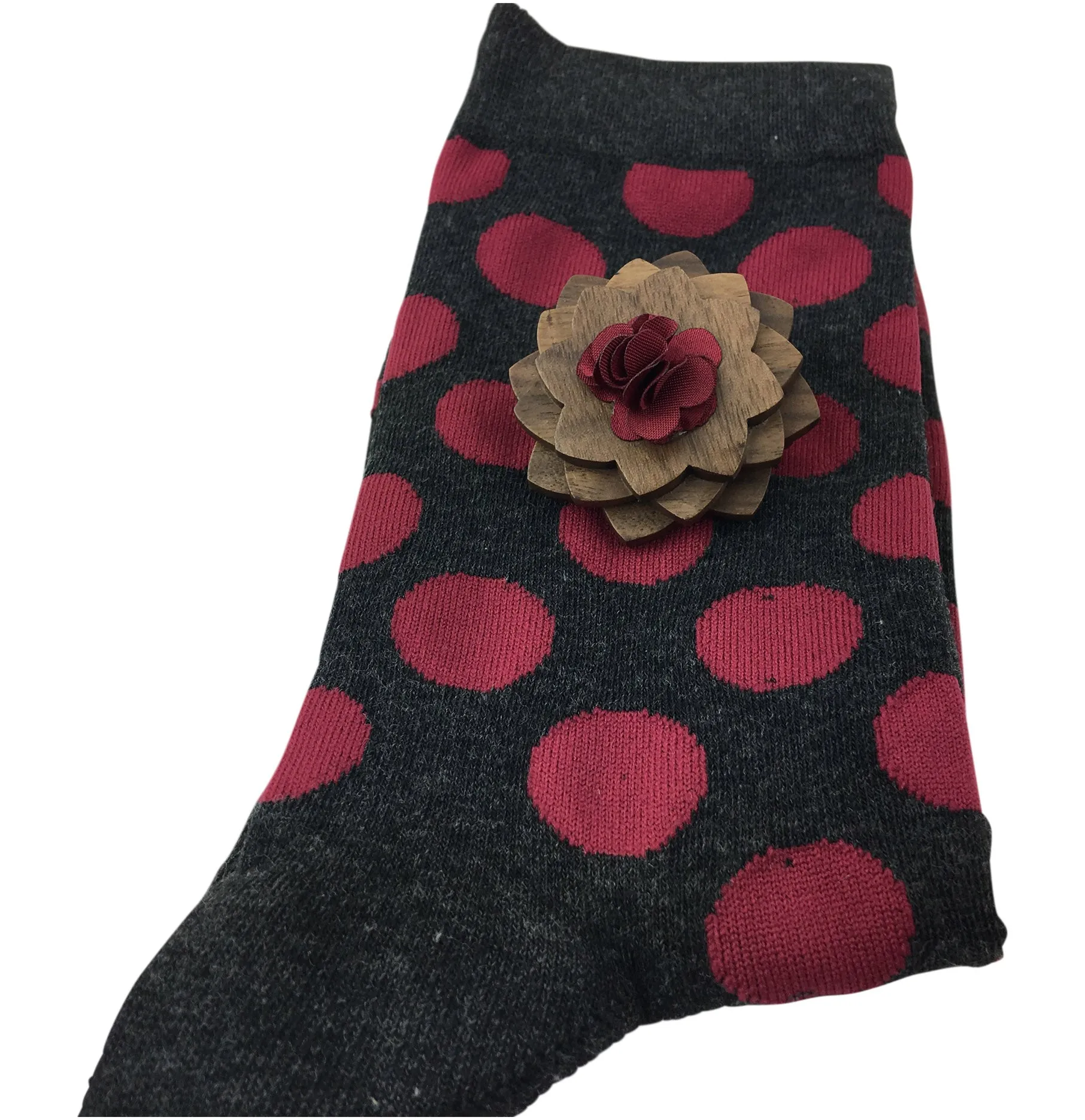Premium Wooden Lapel Pin with Matching Cotton Blend Sock