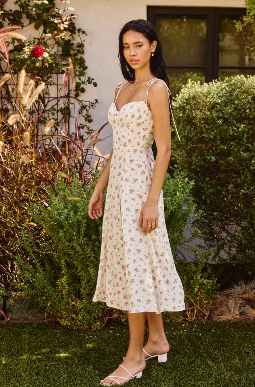 Pretty Little Rose Sweetheart Tiered Midi Dress