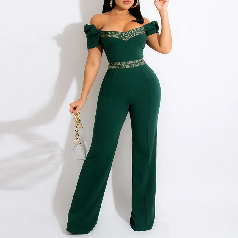 Print Off Shoulder Sleeveless Jumpsuit