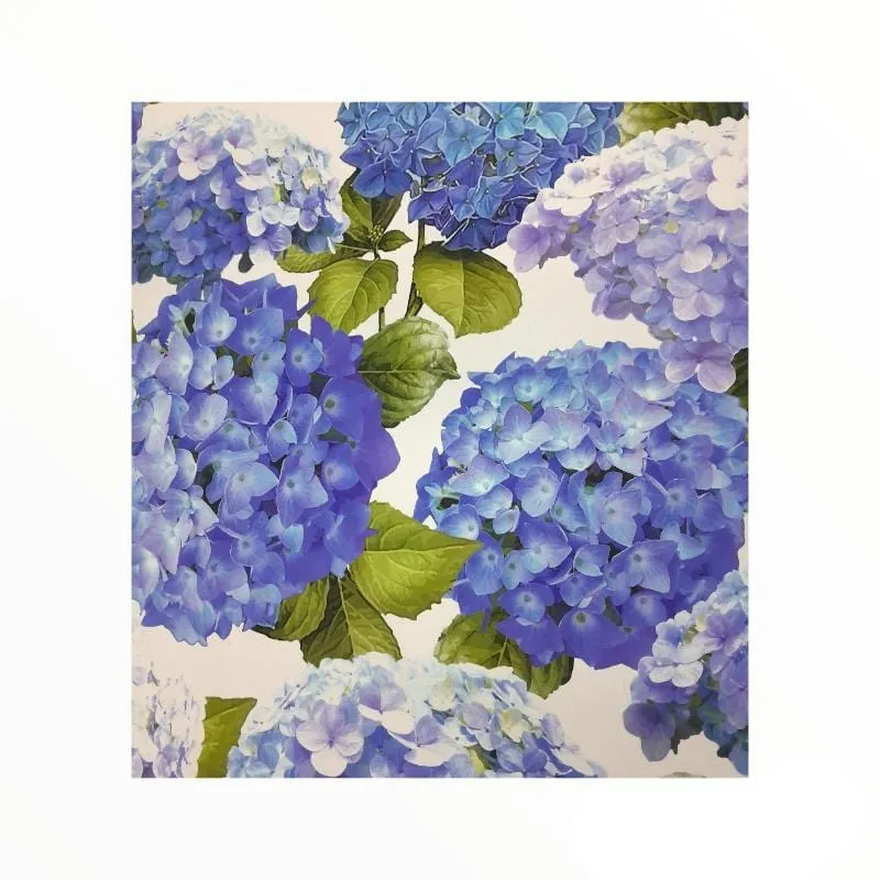 Printed Cotton Hydrangea White 140 cm
