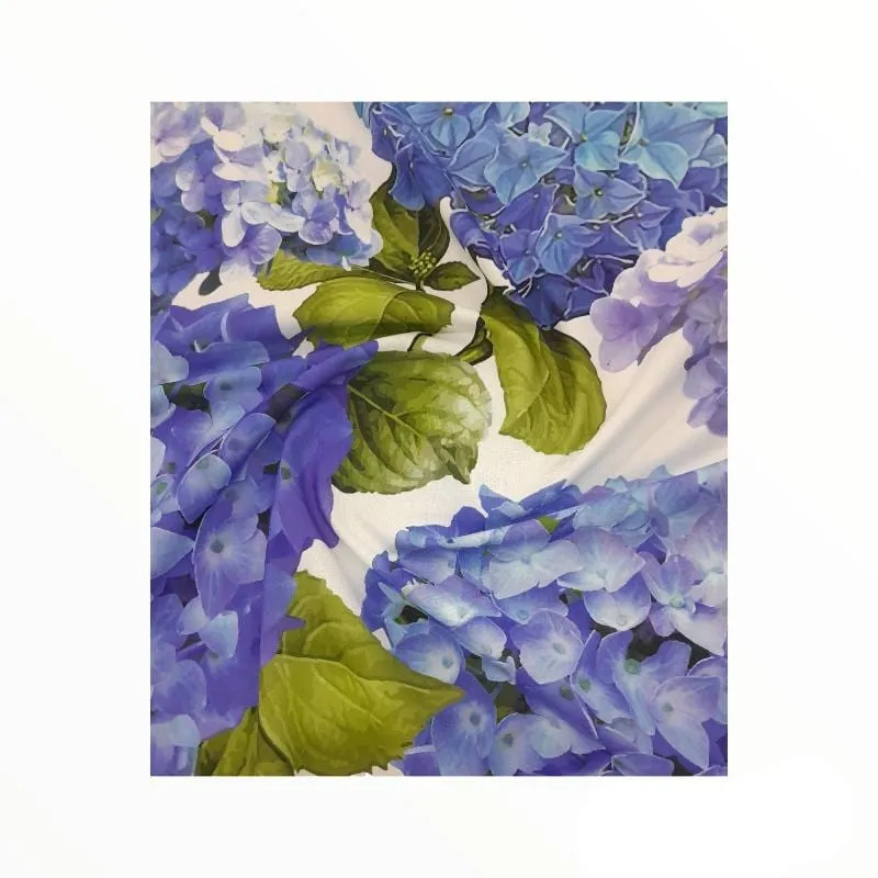 Printed Cotton Hydrangea White 140 cm