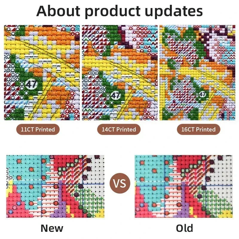 Printed Fabric DIY Floral Patterns Handmade Cross Stitch