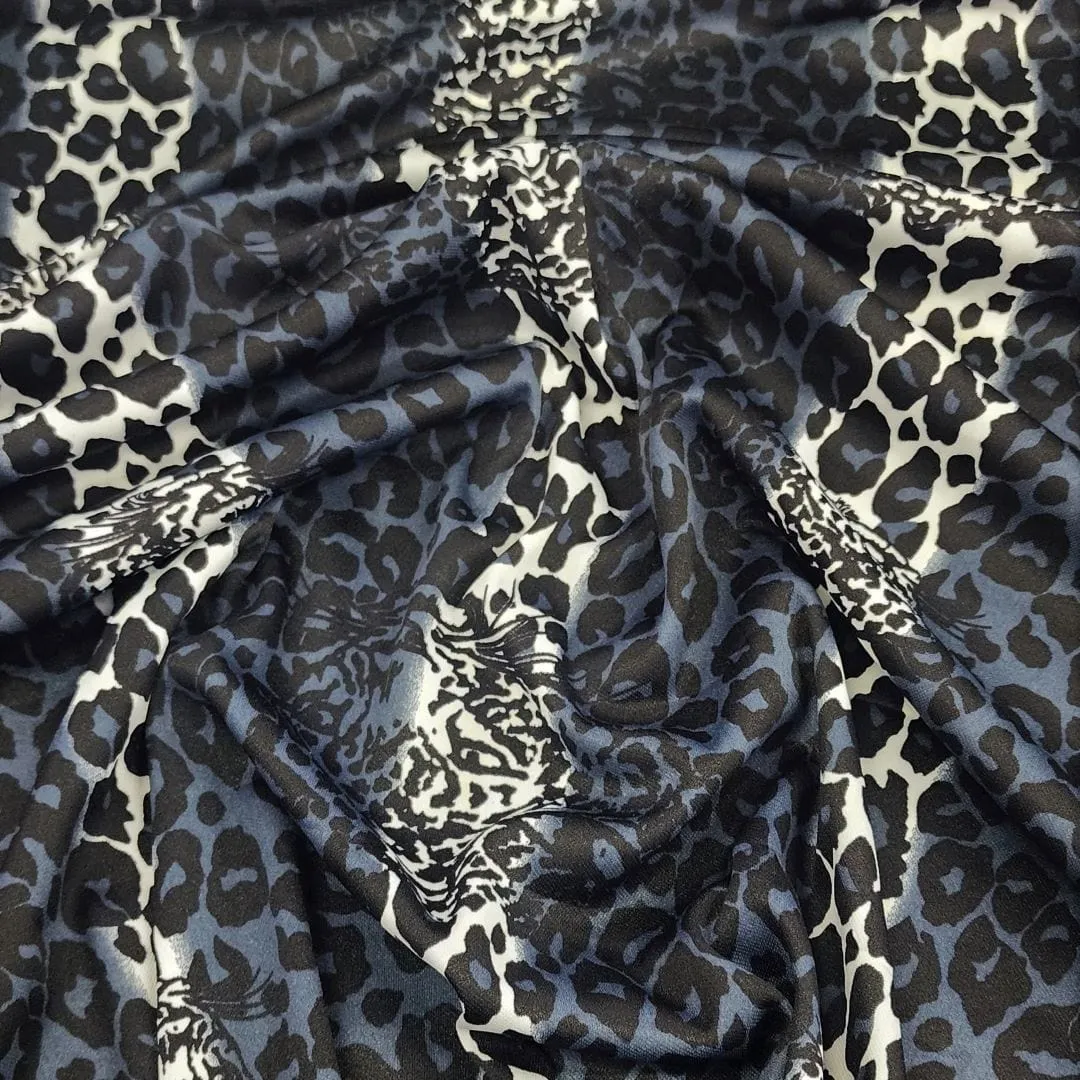 Printed Leopard Trilobal Fabric Black 150cm