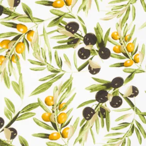 Printed Mini Matt Olive White Background Small Leaf