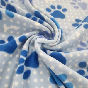 Printed Polar Fleece Fabric 150 cm Blue Paws