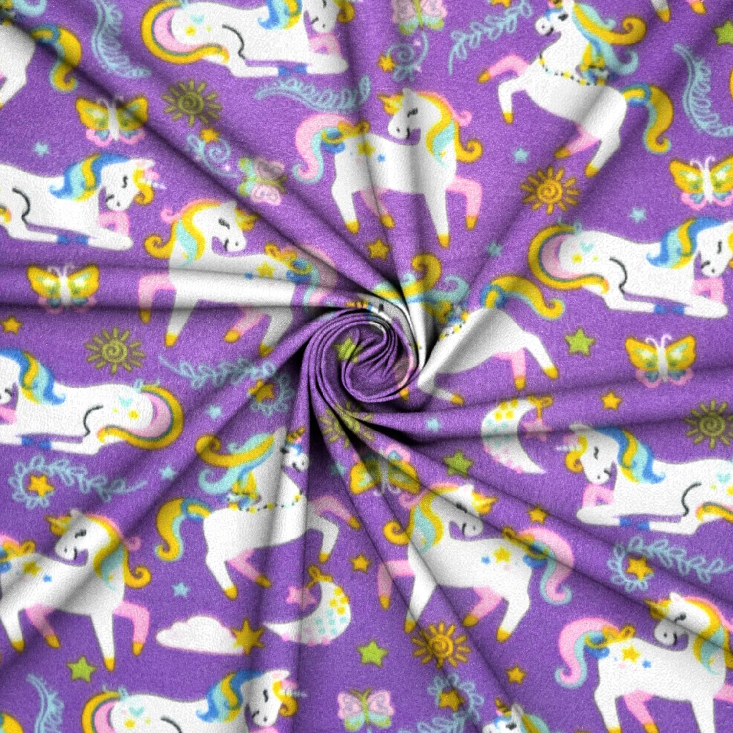 Printed Polar Fleece Lilac Unicorn