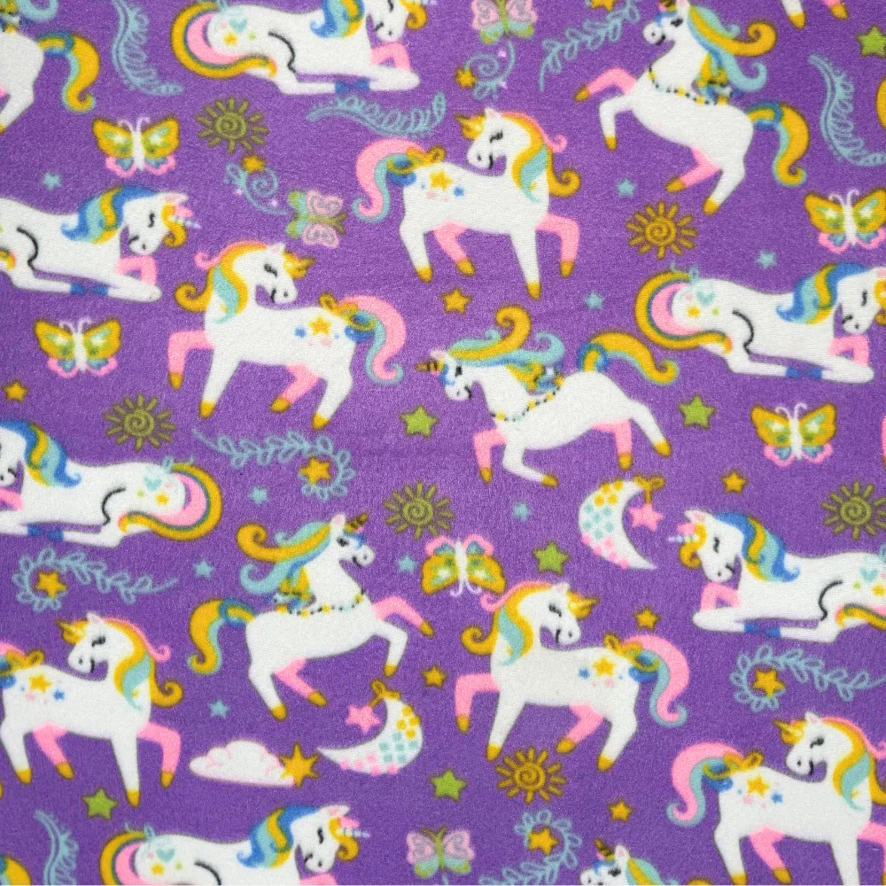 Printed Polar Fleece Lilac Unicorn