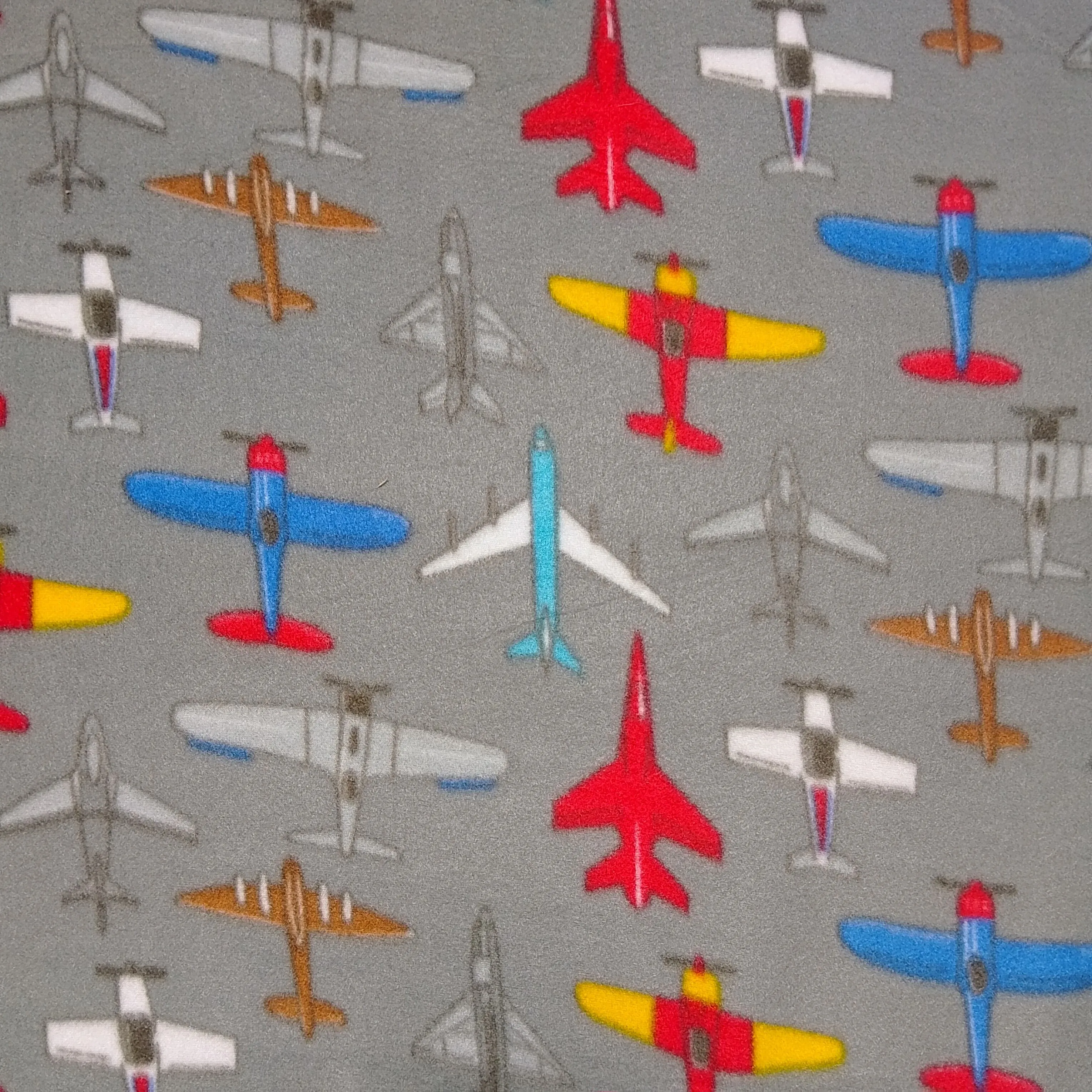 Printed Polar Fleece Planes Grey