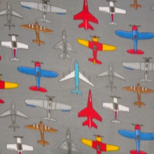 Printed Polar Fleece Planes Grey