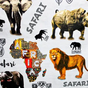 Printed Polycotton Big 5 Beige Fabric 240cm