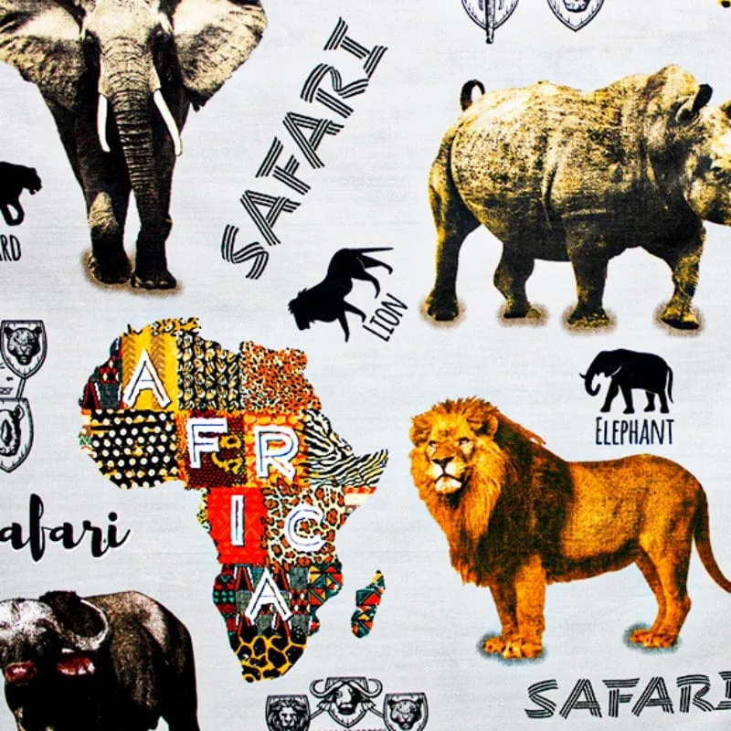 Printed Polycotton Big 5 Beige Fabric 240cm