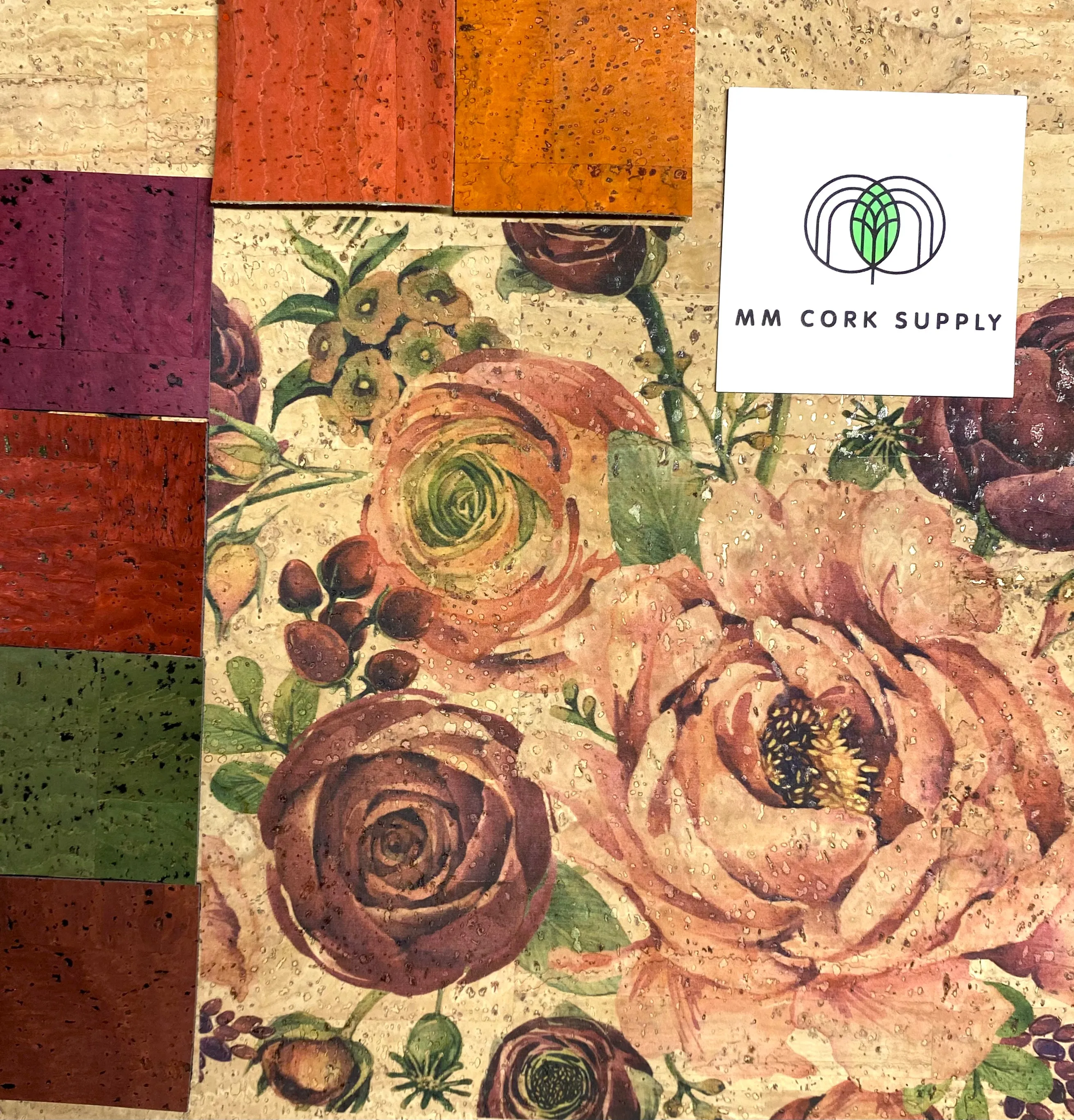 Printed Rose Cork Fabric