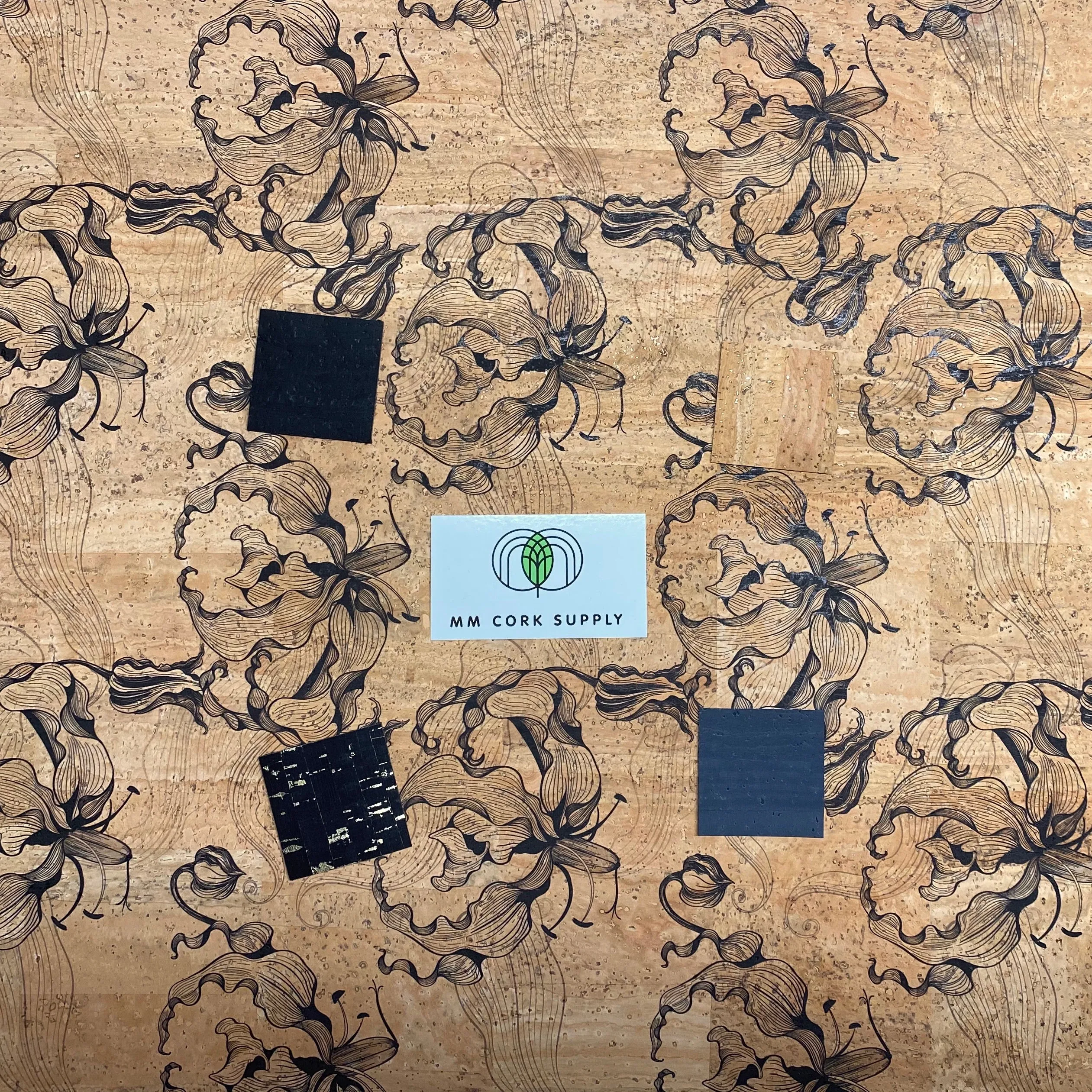 Printed Smokey Lily Cork Fabric