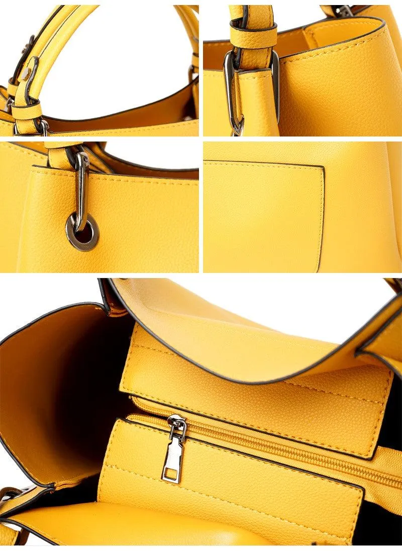 Prolific Colourful  3 in 1 Genuine Leather Women Khaki Handbags