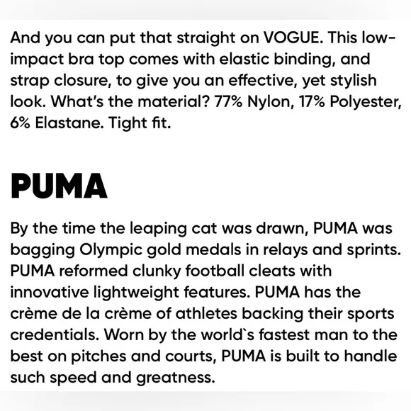 Puma X Vogue sports bra (S)