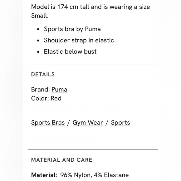 Puma X Vogue sports bra (S)