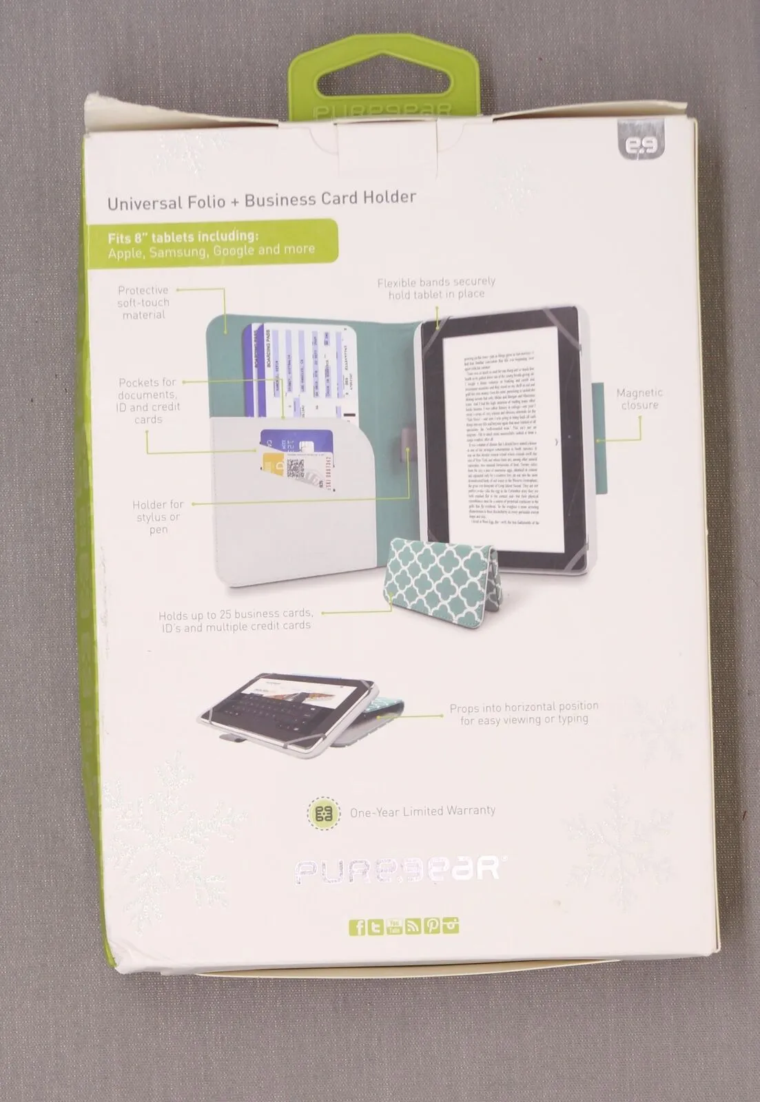Pure Gear Universal 8 Inch Tablet Folio   Business Card Holder OEM