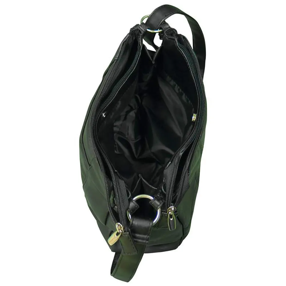 Purse Handbag Solid Black Lambskin Leather Bag w/ Phone Holder And Shoulder Strap