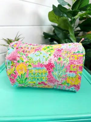 Quilted Cosmetic Bag in Seaside Print