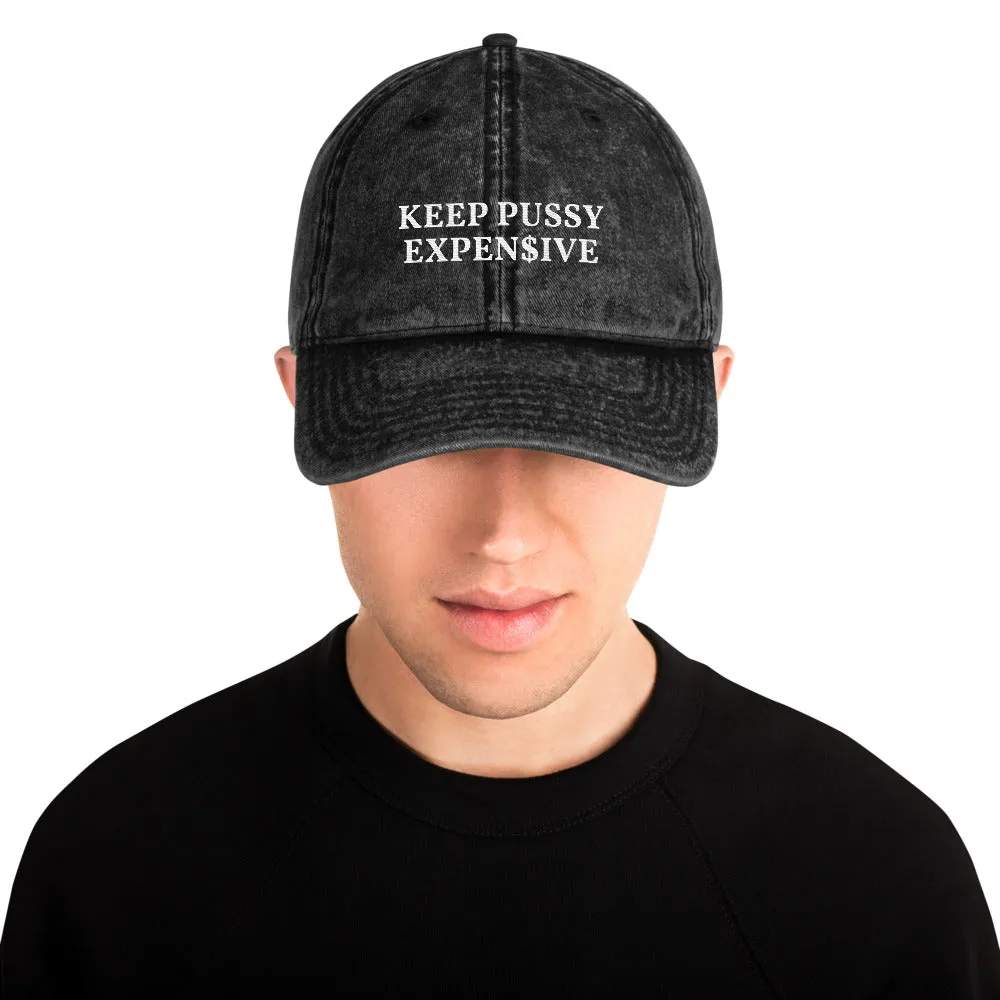 "KEEP KITTY EXPEN$IVE"  Vintage Cotton Cap