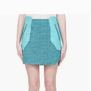 Rag &amp; Bone Linen Tweed &amp; Leather Mini Skirt Size 4
