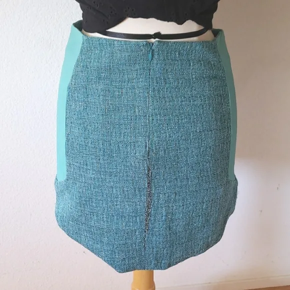 Rag &amp; Bone Linen Tweed &amp; Leather Mini Skirt Size 4