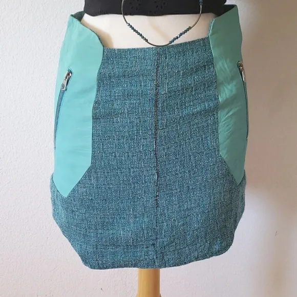 Rag &amp; Bone Linen Tweed &amp; Leather Mini Skirt Size 4