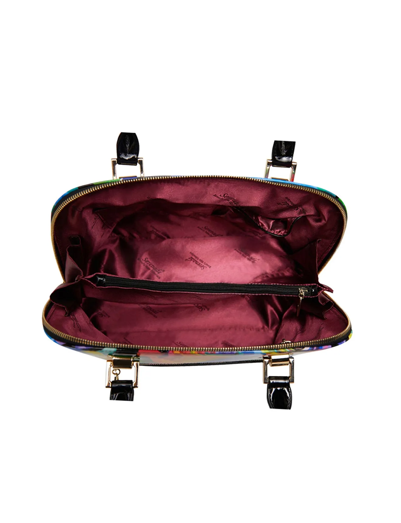 RAINBOW ROSE PATENT LEATHER HANDBAG- SN36-0758-SALE