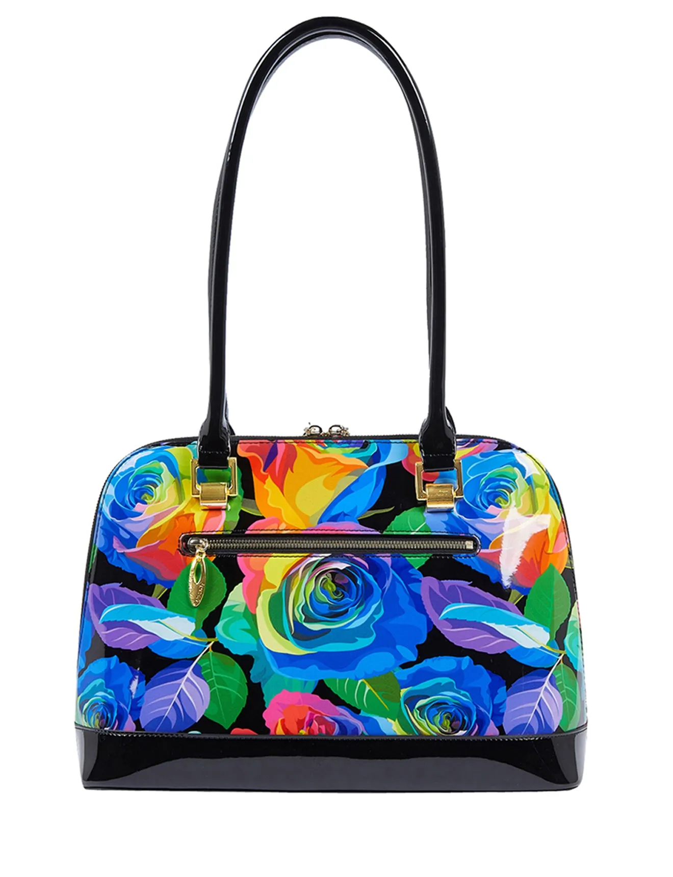 RAINBOW ROSE PATENT LEATHER HANDBAG- SN36-0758-SALE