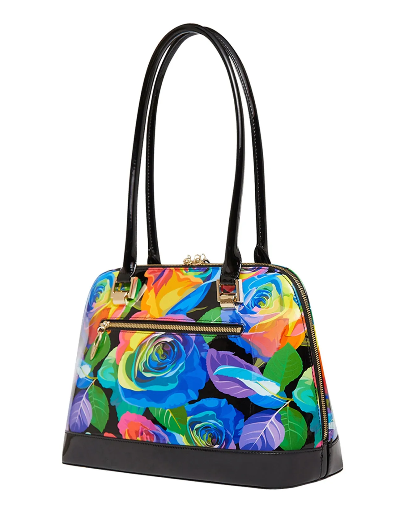RAINBOW ROSE PATENT LEATHER HANDBAG- SN36-0758-SALE