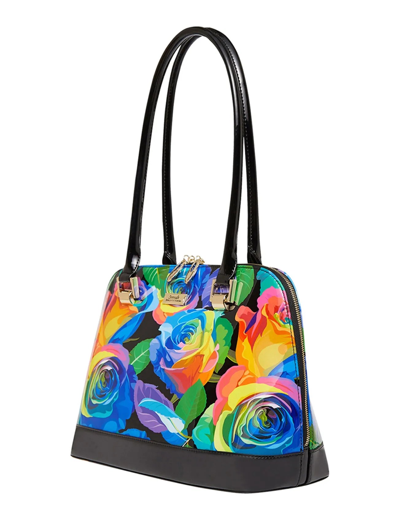 RAINBOW ROSE PATENT LEATHER HANDBAG- SN36-0758-SALE