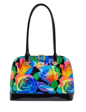 RAINBOW ROSE PATENT LEATHER HANDBAG- SN36-0758-SALE