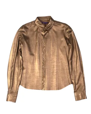 Ralph Lauren Purple Label Leather Button Down Shirt