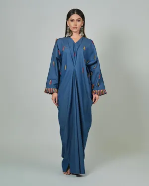 RAM25 JAMILA DENIM KAFTAN WITH FRINGES
