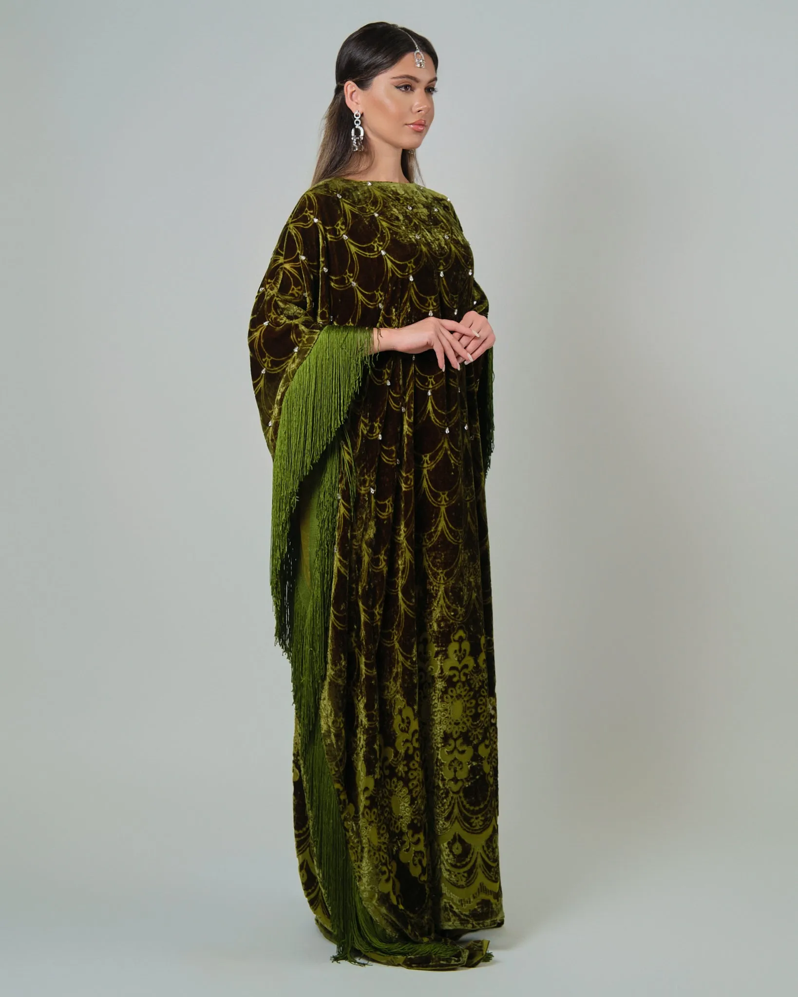 RAM25 MOSS GREEN DEVORE KAFTAN
