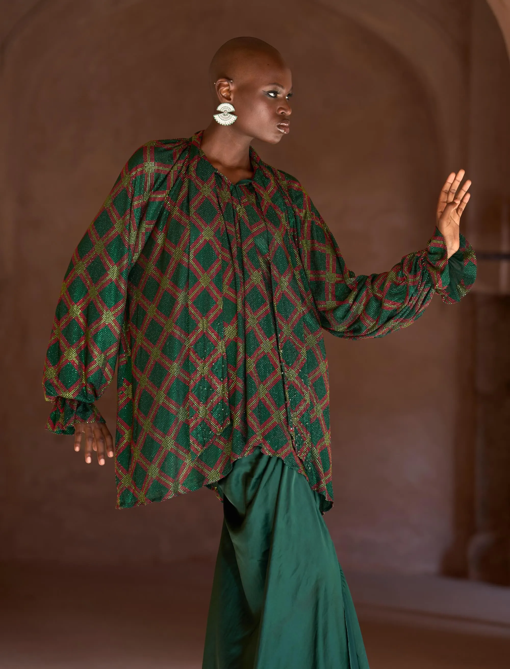 Raneem crystal green tunic and skirt