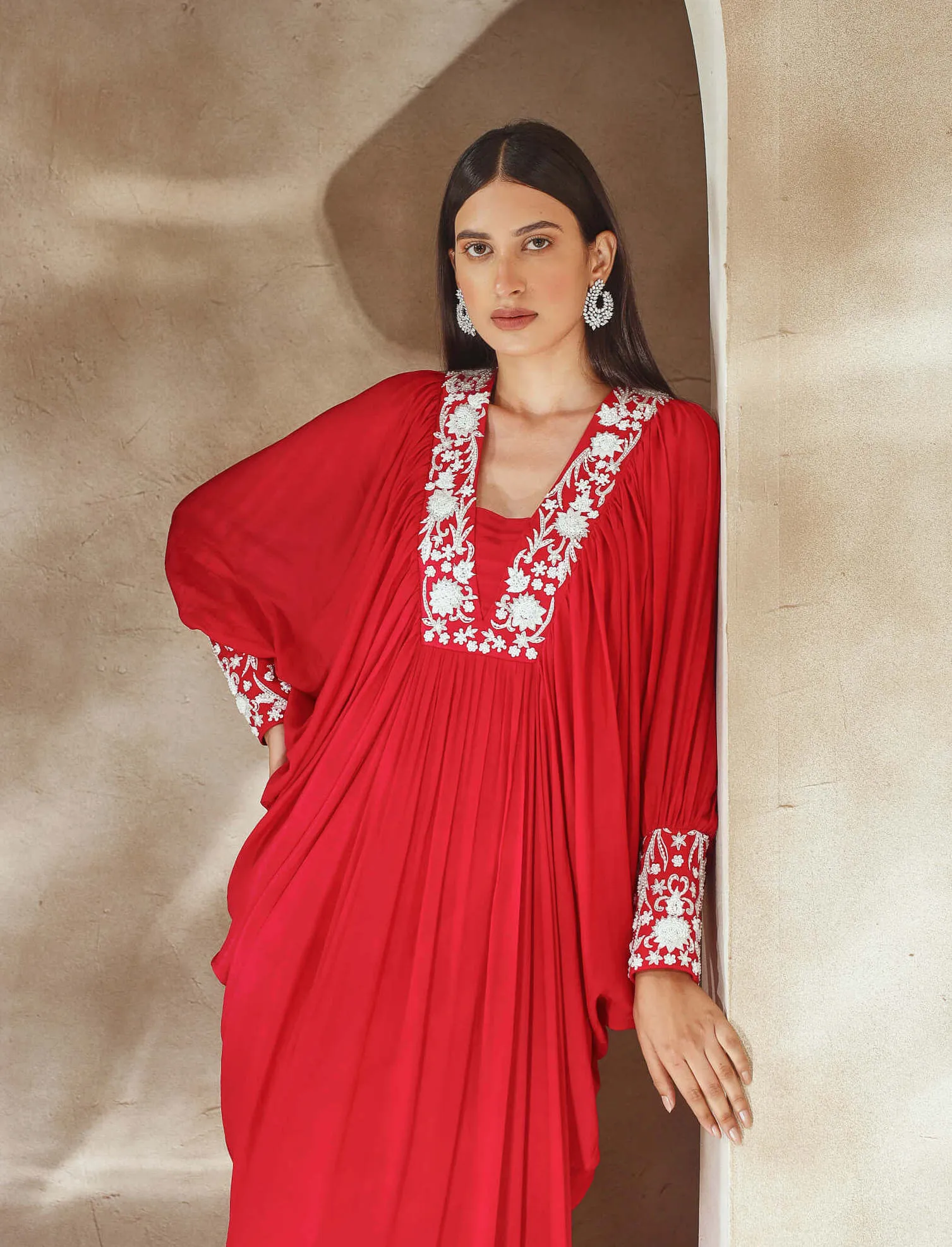 Rasberry pink embellished kaftan
