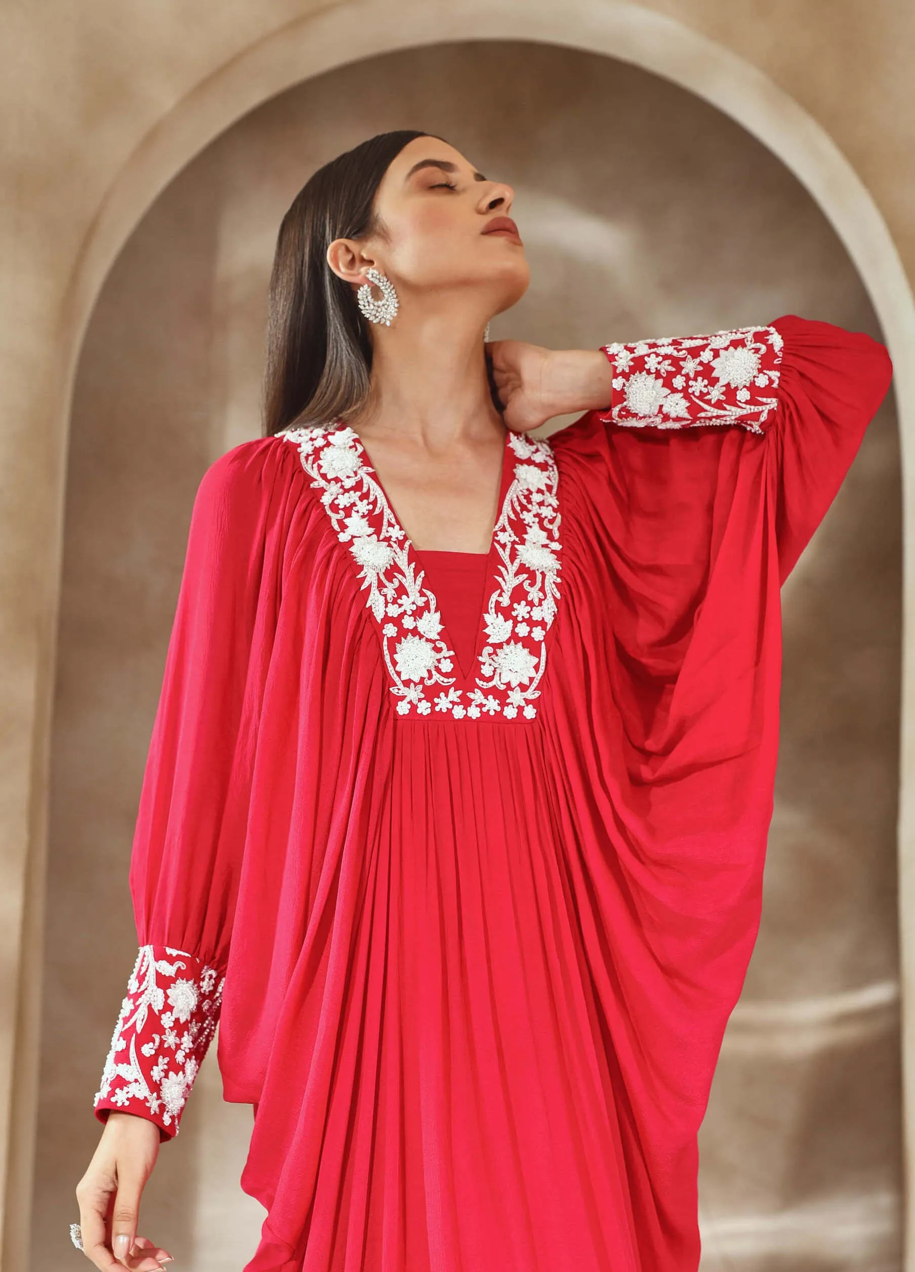 Rasberry pink embellished kaftan