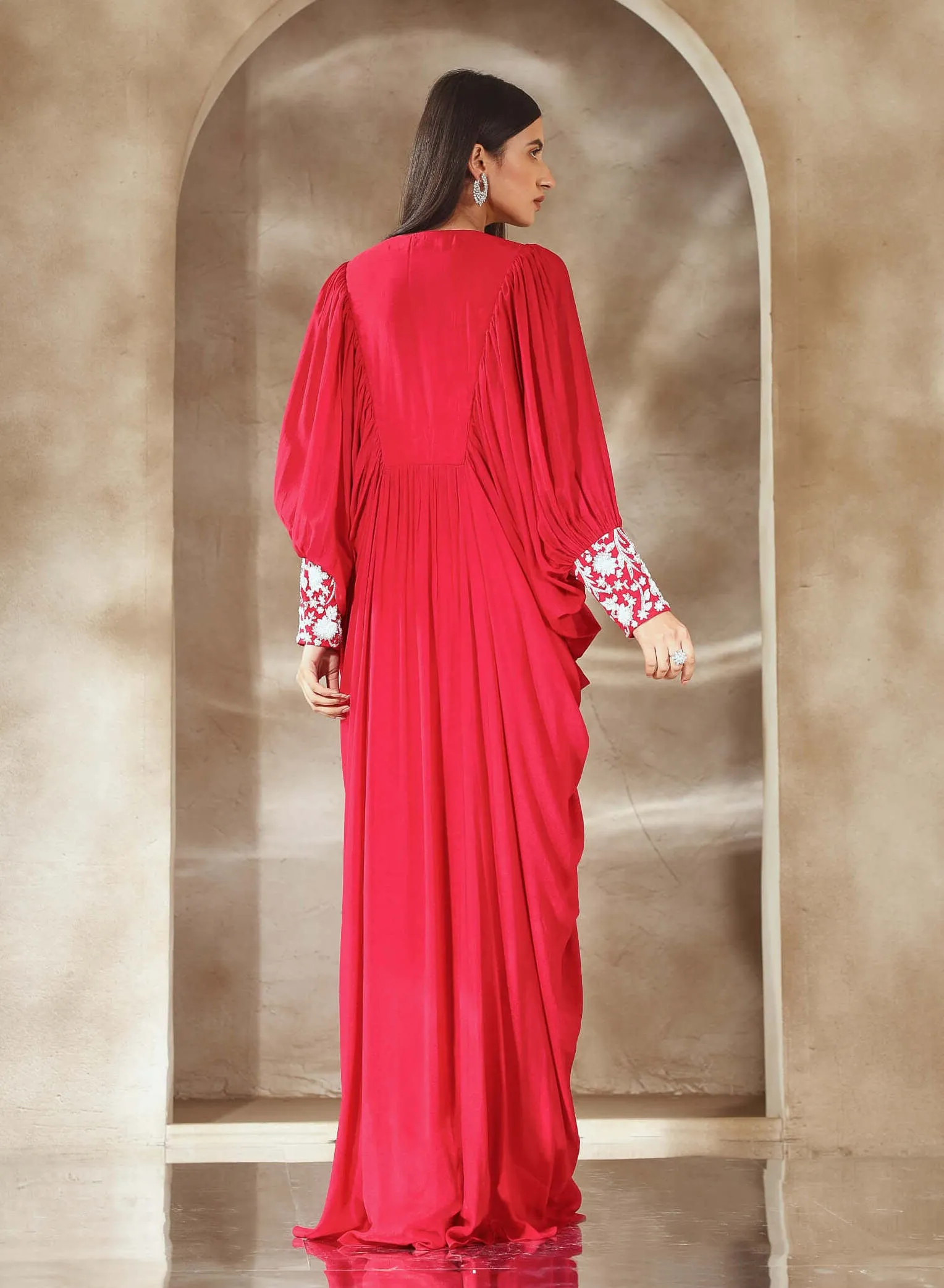 Rasberry pink embellished kaftan