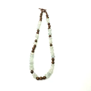 Raw Aquamarine   Vintage Brass Beads