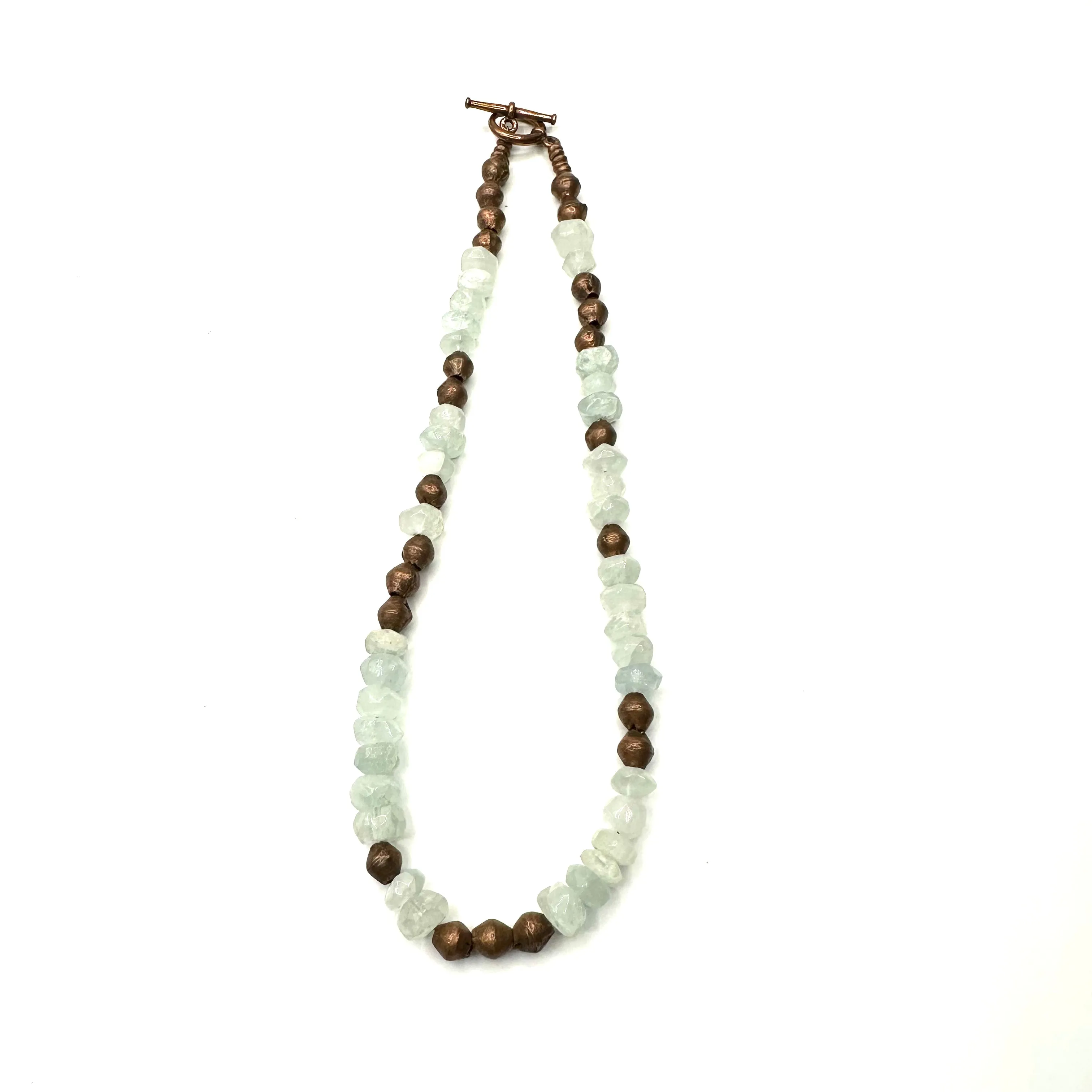 Raw Aquamarine   Vintage Brass Beads